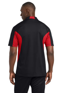 Sport-Tek Tall Side Blocked Micropique Sport-Wick Polo - Black/ True Red Back