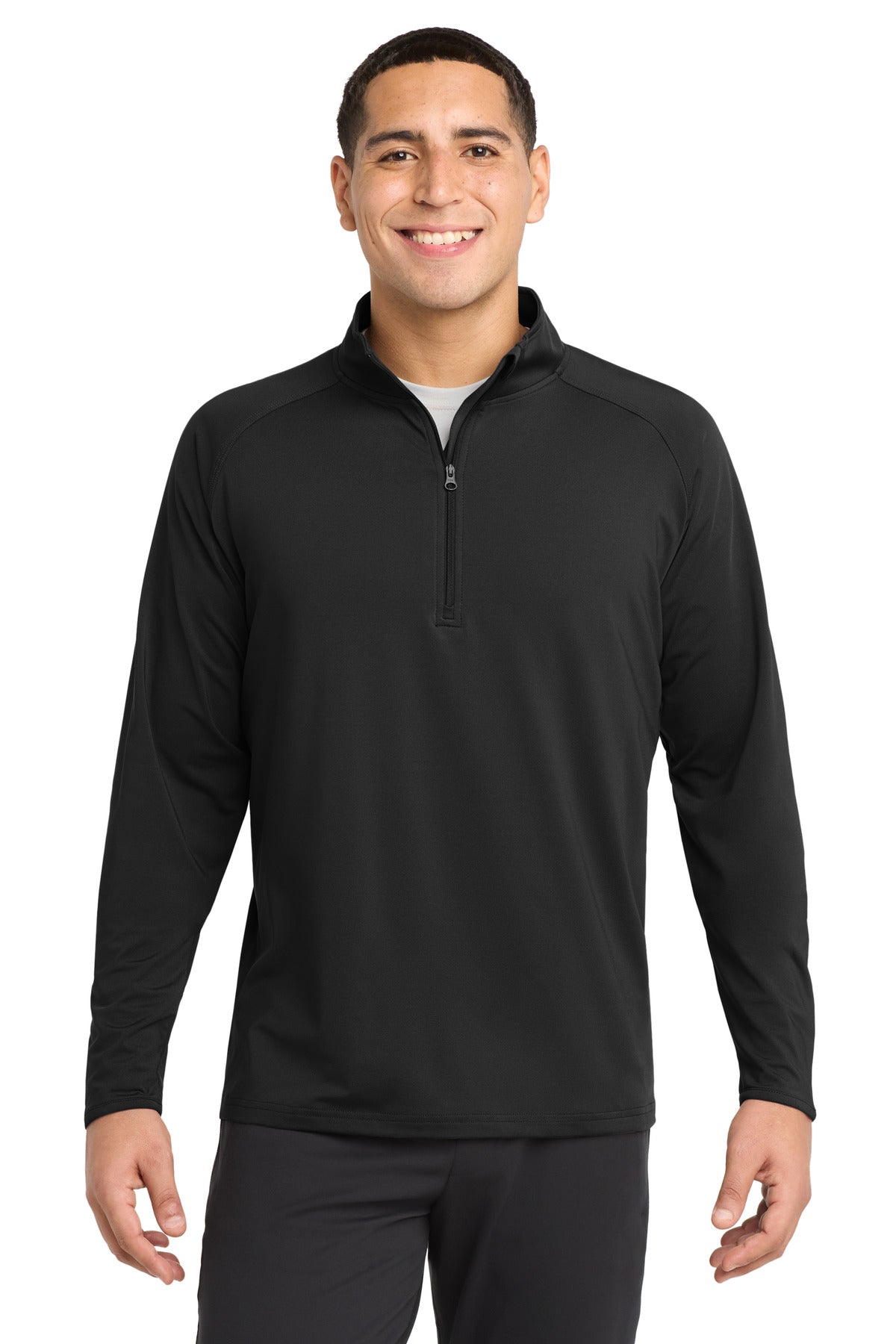 Sport-Tek Tall Sport-Wick Stretch 1/4-Zip Pullover - Black