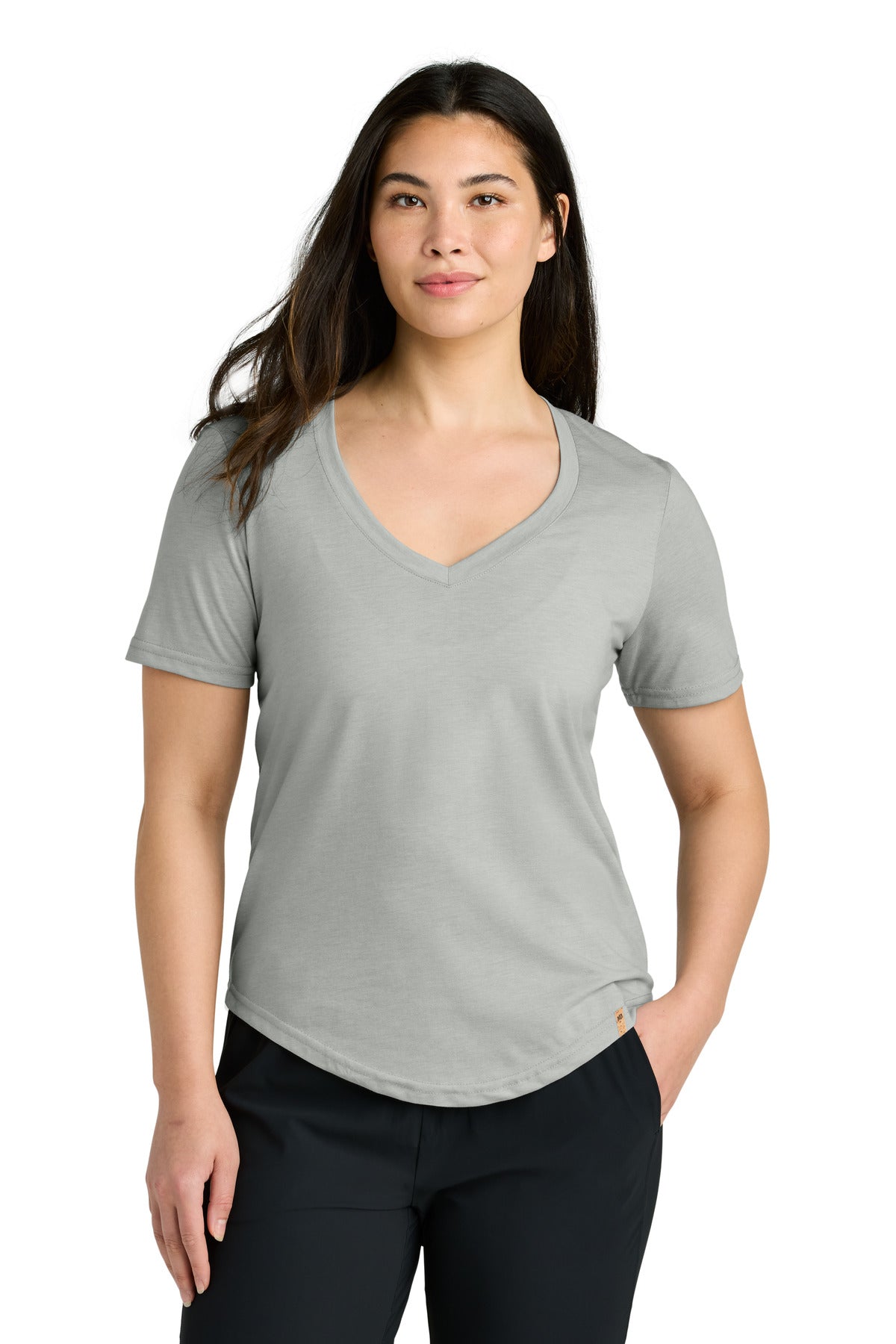 tentree Women's TreeBlend V-Neck T-Shirt TTCW5646 - Hi Rise Grey Heather