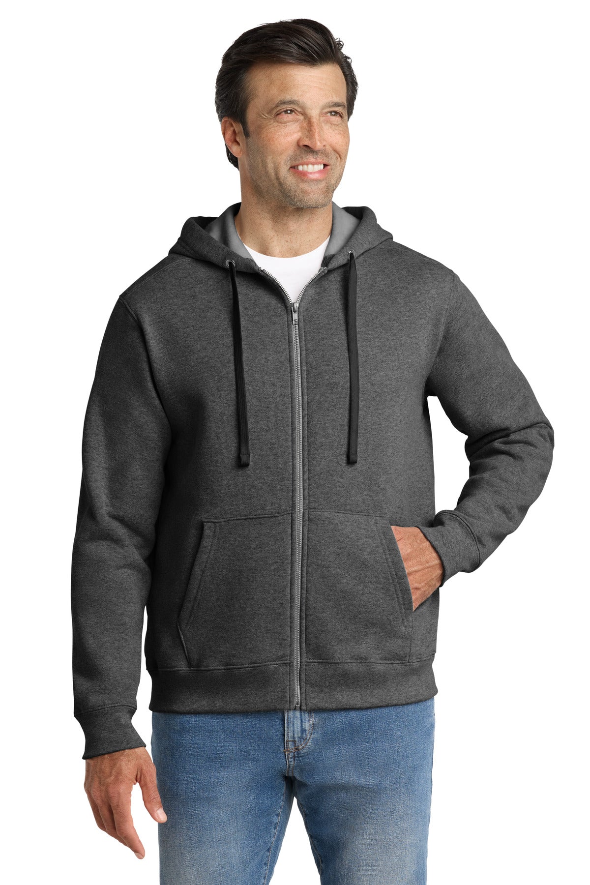 Volunteer Knitwear Chore Fleece Full-Zip Hoodie VL130ZH - Charcoal Heather