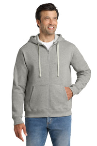 Volunteer Knitwear Chore Fleece Full-Zip Hoodie VL130ZH - Heather Grey