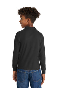 Port Authority Youth Long Sleeve Silk Touch Polo - Black Back
