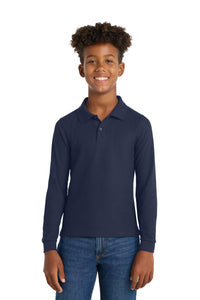 Port Authority Youth Long Sleeve Silk Touch Polo - Navy