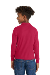 Port Authority Youth Long Sleeve Silk Touch Polo - Red Back