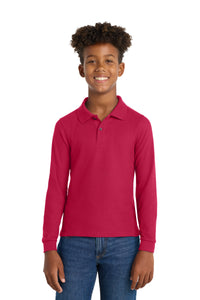 Port Authority Youth Long Sleeve Silk Touch Polo - Red