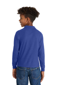 Port Authority Youth Long Sleeve Silk Touch Polo - Royal Back