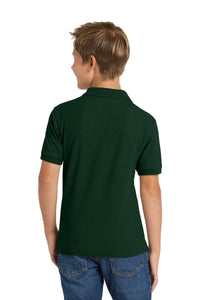 Port Authority Youth Silk Touch Polo - Dark Green Back