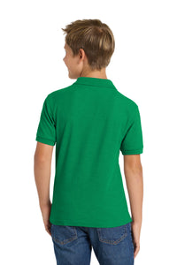 Port Authority Youth Silk Touch Polo - Kelly Green Back