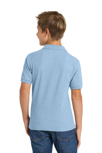 Port Authority Youth Silk Touch Polo - Light Blue Back