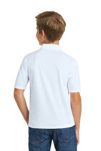 Port Authority Youth Silk Touch Performance Polo - White Back