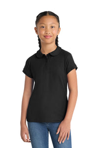 Port Authority Girls Silk Touch Peter Pan Collar Polo - Black