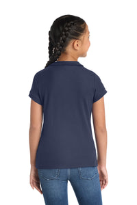 Port Authority Girls Silk Touch Peter Pan Collar Polo - Navy Back