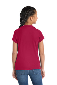 Port Authority Girls Silk Touch Peter Pan Collar Polo - Red Back