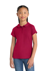 Port Authority Girls Silk Touch Peter Pan Collar Polo - Red