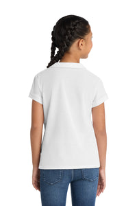 Port Authority Girls Silk Touch Peter Pan Collar Polo - White Back