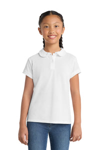 Port Authority Girls Silk Touch Peter Pan Collar Polo - White