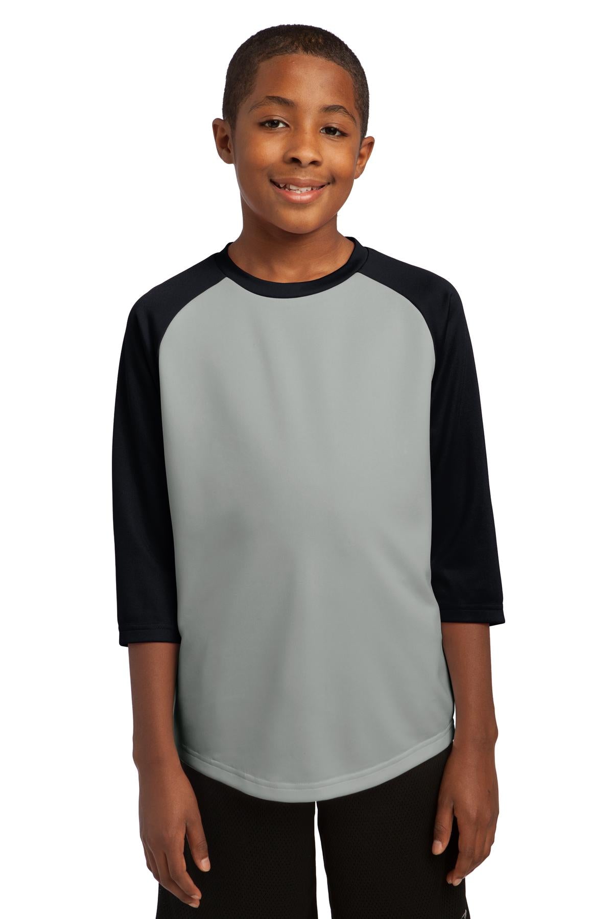DISCONTINUED Sport-Tek Youth PosiCharge Baseball Jersey - Silver/Black