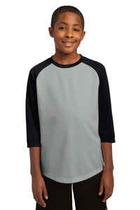 DISCONTINUED Sport-Tek Youth PosiCharge Baseball Jersey - Silver/Black