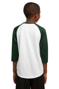 DISCONTINUED Sport-Tek Youth PosiCharge Baseball Jersey - White/Forest Green Back