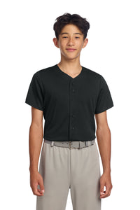 Sport-Tek Youth PosiCharge Tough Mesh Full-Button Jersey YST220 - Black