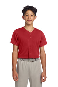 Sport-Tek Youth PosiCharge Tough Mesh Full-Button Jersey YST220 - True Red