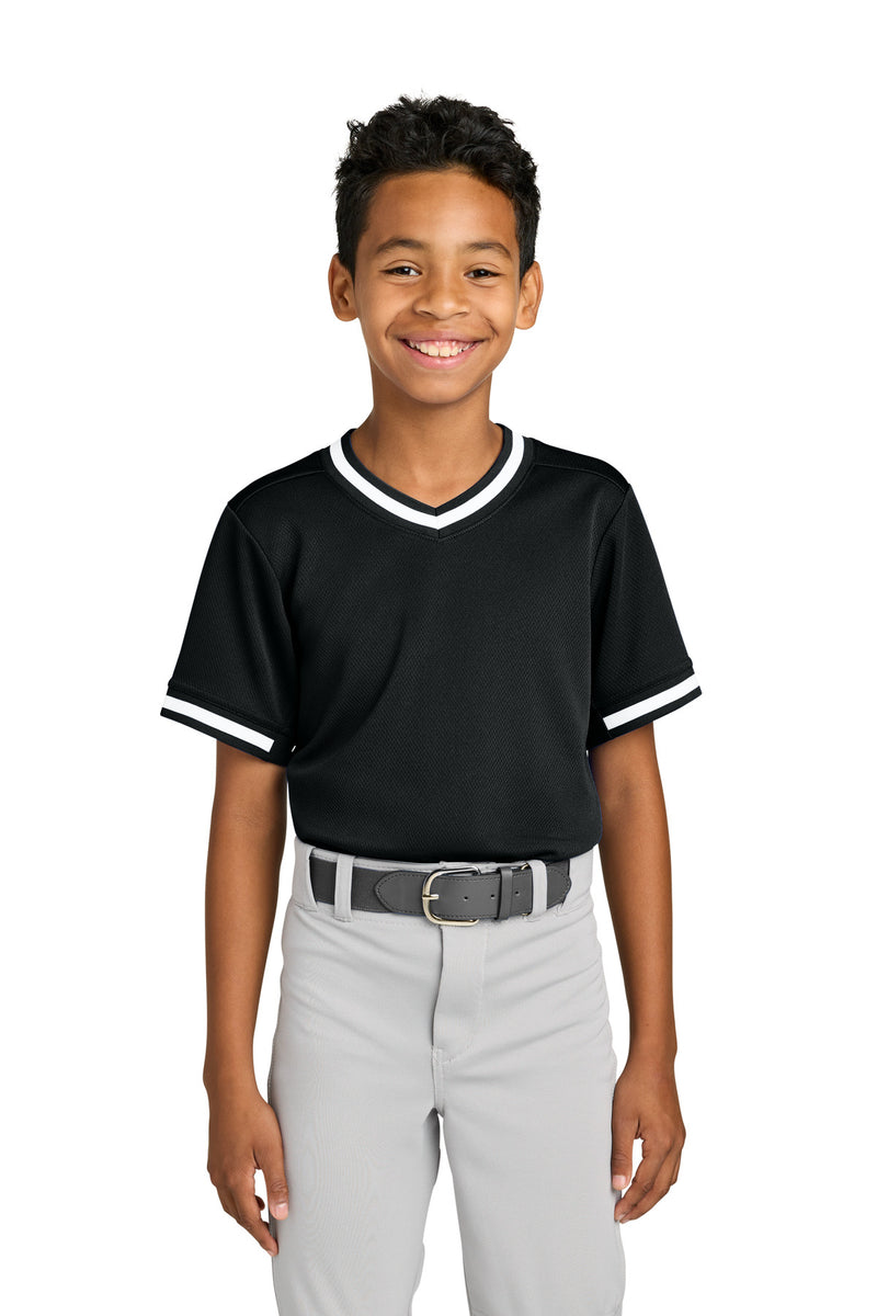 Sport-Tek Youth Tough Mesh V-Neck Baseball Jersey YST221