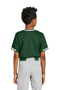 Sport-Tek Youth Tough Mesh V-Neck Baseball Jersey YST221 - Forest Green Back