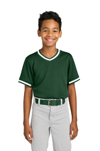 Sport-Tek Youth Tough Mesh V-Neck Baseball Jersey YST221 - Forest Green