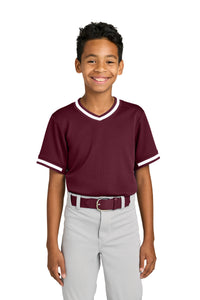 Sport-Tek Youth Tough Mesh V-Neck Baseball Jersey YST221 - Maroon