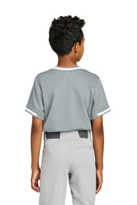 Sport-Tek Youth Tough Mesh V-Neck Baseball Jersey YST221 - Silver Back