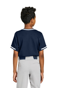Sport-Tek Youth Tough Mesh V-Neck Baseball Jersey YST221 - True Navy Back