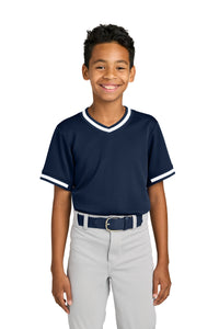 Sport-Tek Youth Tough Mesh V-Neck Baseball Jersey YST221 - True Navy