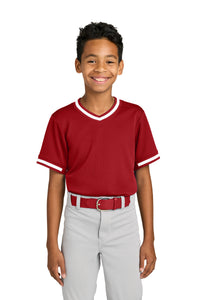 Sport-Tek Youth Tough Mesh V-Neck Baseball Jersey YST221 - True Red
