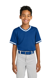 Sport-Tek Youth Tough Mesh V-Neck Baseball Jersey YST221 - True Royal