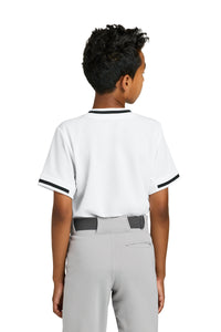 Sport-Tek Youth Tough Mesh V-Neck Baseball Jersey YST221 - White Back