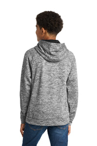 Sport-Tek Youth PosiCharge Electric Heather Fleece Hooded Pullover - Black Electric Back