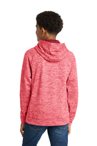 Sport-Tek Youth PosiCharge Electric Heather Fleece Hooded Pullover - Deep Red Electric Back