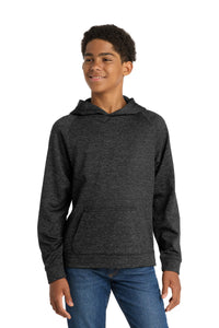 Sport-Tek Youth PosiCharge Electric Heather Fleece Hooded Pullover - Grey-Black Electric