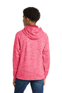Sport-Tek Youth PosiCharge Electric Heather Fleece Hooded Pullover - Power Pink Electric Back