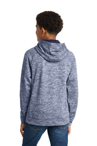 Sport-Tek Youth PosiCharge Electric Heather Fleece Hooded Pullover - True Navy Electric Back