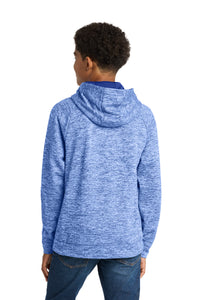 Sport-Tek Youth PosiCharge Electric Heather Fleece Hooded Pullover - True Royal Electric Back