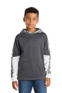 Sport-Tek Youth Sport-Wick Mineral Freeze Fleece Colorblock Hooded Pullover - Dark Smoke Grey/ Dark Smoke Grey