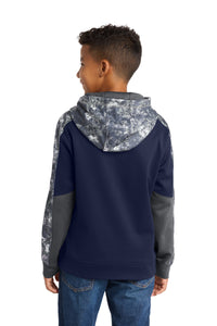 Sport-Tek Youth Sport-Wick Mineral Freeze Fleece Colorblock Hooded Pullover - True Navy/ Navy Back