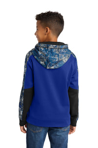 Sport-Tek Youth Sport-Wick Mineral Freeze Fleece Colorblock Hooded Pullover - True Royal/ True Royal Back