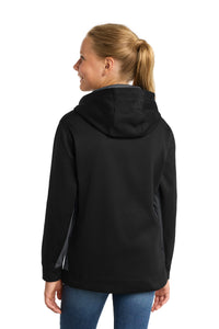 Sport-Tek Youth Sport-Wick Fleece Colorblock Hooded Pullover - Black/ Dark Smoke Grey Back