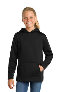 Sport-Tek Youth Sport-Wick Fleece Colorblock Hooded Pullover - Black/ Dark Smoke Grey
