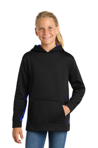 Sport-Tek Youth Sport-Wick Fleece Colorblock Hooded Pullover - Black/ True Royal