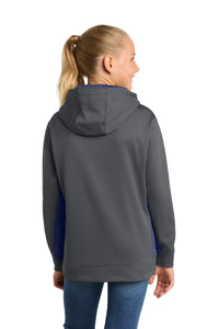 Sport-Tek Youth Sport-Wick Fleece Colorblock Hooded Pullover - Dark Smoke Grey/ Navy Back