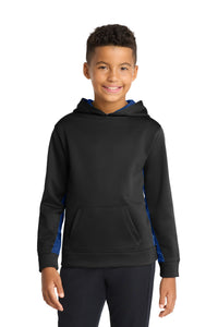 Sport-Tek Youth Sport-Wick CamoHex Fleece Colorblock Hooded Pullover - Black/ True Royal