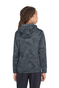 Sport-Tek Youth Sport-Wick CamoHex Fleece Hooded Pullover - Dark Smoke Grey Back